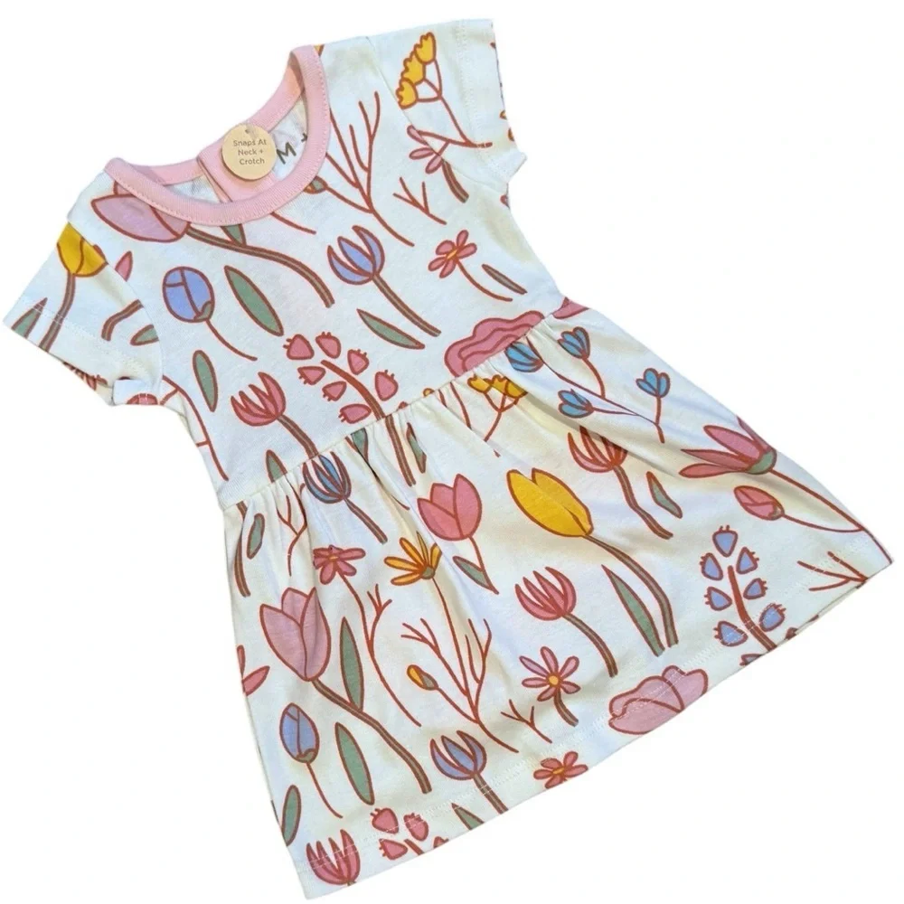 Monica + Andy Organic Newborn Dress & Cardigan Set Pink Floral NWT GOTS